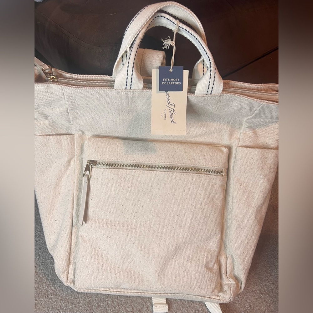 Universal Thread Cream Canvas Laptop Tote Bag